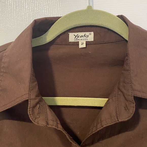 Womens brown button down blouse Top sz 2 - Picture 3 of 4